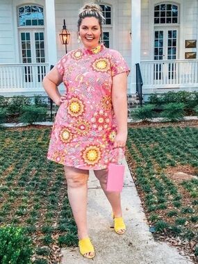 Rixo x Target pink floral plus size shift dress fits 2X